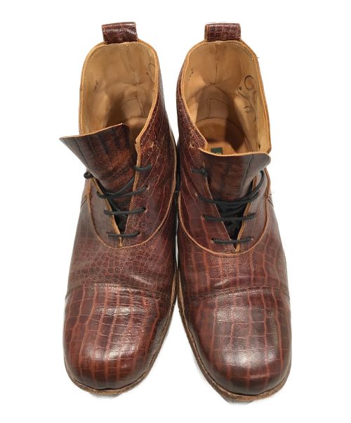 Paul Harnden（ポールハーデン）Paul Harnden (ポールハーデン) 型押しレースアップシューズ ブラウン サイズ:7の古着・服飾アイテム