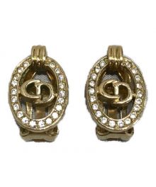 Christian Dior（クリスチャン ディオール）の古着「CDロゴ金具ビジューイヤリング(シーディーロゴカナグビジューイヤリング)」｜ゴールド