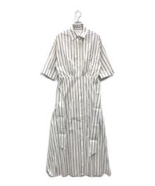 GALLARDA GALANTE（ガリャルダガランテ）の古着「ストライプシャツワンピース」｜ホワイト×ブラウン