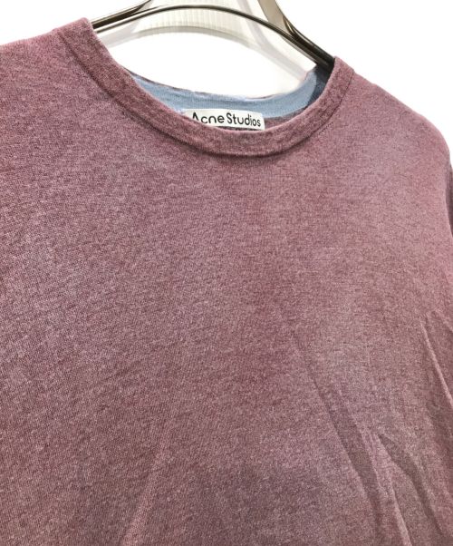Acne studios（アクネ ストゥディオス）ACNE STUDIOS (アクネストゥディオス) ウールニットTシャツ パープル×ブルー サイズ:Mの古着・服飾アイテム