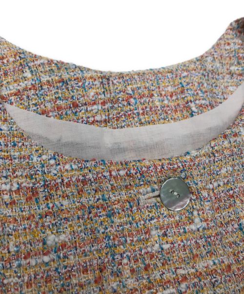 BEARDSLEY（ビアズリー）BEARDSLEY (ビアズリー) 前後ツイードジャケット ピンク サイズ:Fの古着・服飾アイテム