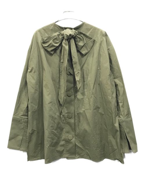 SEVEN TEN by MIHO KAWAHITO（セブン テン バイ ミホ カワヒト）SEVEN TEN by MIHO KAWAHITO (セブン テン バイ ミホ カワヒト) バックボタンコットンポリブラウス オリーブ サイズ:Mの古着・服飾アイテム