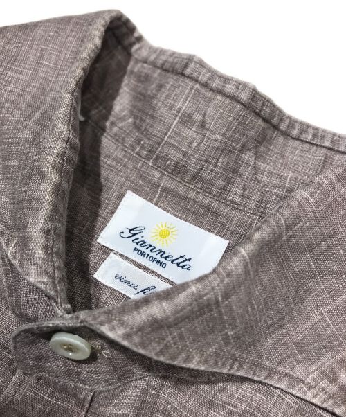giannetto（ジャンネット）giannetto (ジャンネット) リネンシャツ ブラウン サイズ:Lの古着・服飾アイテム