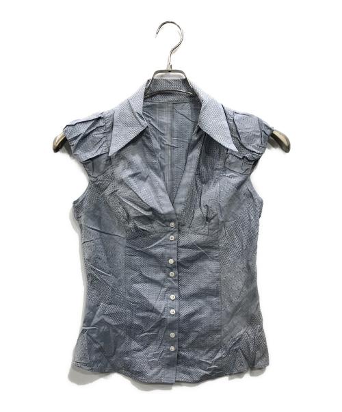 ATTISESSION（アティセッション）ATTISESSION (アティセッション) ギャザー ショートスリーブ シャツ ブルー サイズ:Freeの古着・服飾アイテム