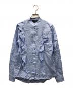 LAUREN RALPH LAURENローレンラルフローレン）の古着「リネンフリルブラウス」｜スカイブルー