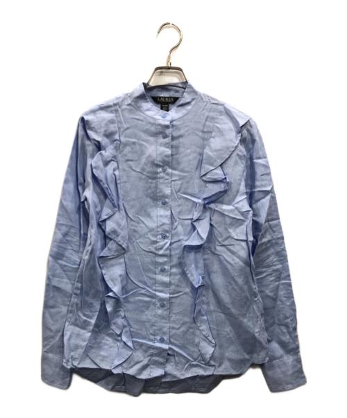 LAUREN RALPH LAUREN（ローレンラルフローレン）LAUREN RALPH LAUREN (ローレンラルフローレン) リネンフリルブラウス スカイブルー サイズ:XSの古着・服飾アイテム