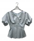 over Eオーバーイー）の古着「ウエストベルト付きカシュクールブラウス」｜ブルー