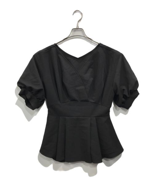 over E（オーバーイー）over E (オーバーイー) ウエストベルト付きカシュクールブラウス ブラック サイズ:90の古着・服飾アイテム