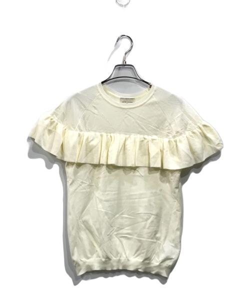 UNITED ARROWS TOKYO（ユナイテッドアローズトウキョウ）UNITED ARROWS TOKYO (ユナイテッドアローズトウキョウ) ラッフルフリル ショートスリーブ ニット アイボリー サイズ:Freeの古着・服飾アイテム