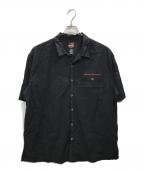HARLEY-DAVIDSONハーレーダビッドソン）の古着「刺繍オープンカラーシャツ」｜ブラック