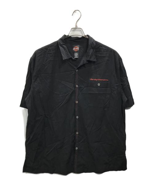 HARLEY-DAVIDSON（ハーレーダビッドソン）HARLEY-DAVIDSON (ハーレーダビッドソン) 刺繍オープンカラーシャツ ブラック サイズ:XXLの古着・服飾アイテム