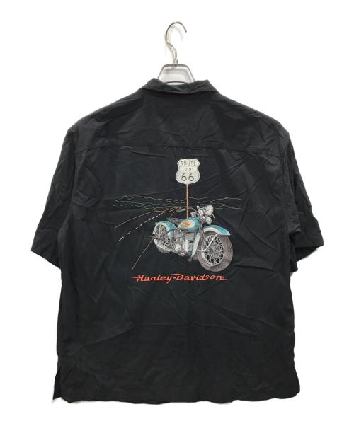 HARLEY-DAVIDSON（ハーレーダビッドソン）HARLEY-DAVIDSON (ハーレーダビッドソン) 刺繍オープンカラーシャツ ブラック サイズ:XXLの古着・服飾アイテム