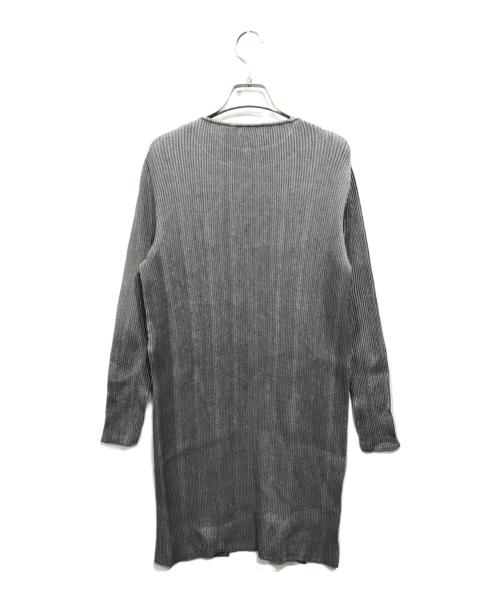 SPECCHIO（スペッチオ）SPECCHIO (スペッチオ) シャトルプリーツ スパンコール刺繍 ノーカラー ロング ジャケット グレー サイズ:40の古着・服飾アイテム