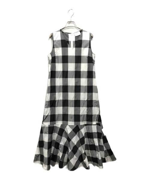 UNITED ARROWS TOKYO（ユナイテッドアローズトウキョウ）UNITED ARROWS TOKYO (ユナイテッドアローズトウキョウ) FABRICA Ｖネック ワンピース ブラック×ホワイト サイズ:36の古着・服飾アイテム