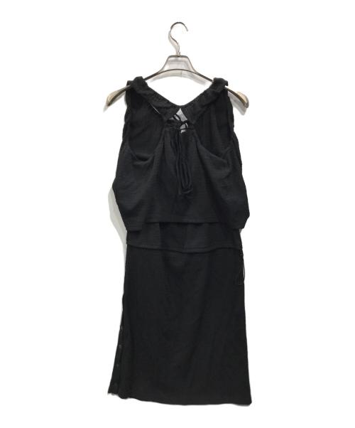 NEPLA（ネプラ）NEPLA (ネプラ) シャーリングキャミソール&スカート ブラック サイズ:Freeの古着・服飾アイテム