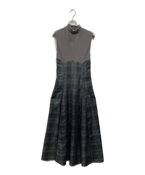 DazzliN（ダズリン）dazzlin (ダズリン) チェックノースリーブコルセットワンピース グレー サイズ:Mの古着・服飾アイテム