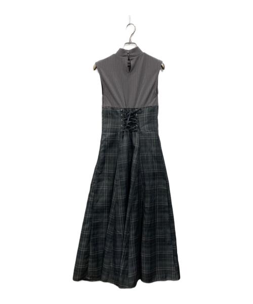 DazzliN（ダズリン）dazzlin (ダズリン) チェックノースリーブコルセットワンピース グレー サイズ:Mの古着・服飾アイテム