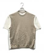 TOMORROW LANDトゥモローランド）の古着「コットン ニットコンビTシャツ」｜ベージュ