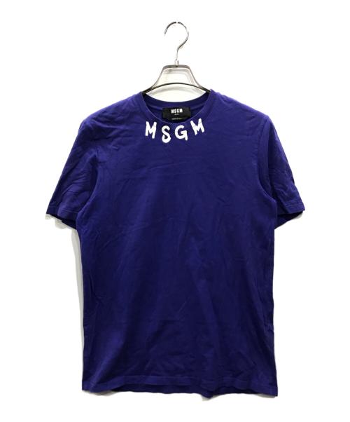 MSGM（エムエスジーエム）MSGM (エムエスジーエム) ブラッシュストロークロゴTシャツ ネイビー サイズ:XSの古着・服飾アイテム