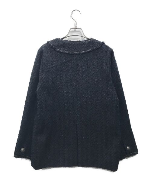 SLOBE IENA（スローブ イエナ）SLOBE IENA (スローブ イエナ) ノーカラーツイードジャケット ネイビー サイズ:Freeの古着・服飾アイテム