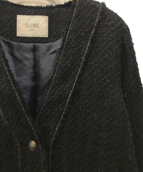 SLOBE IENA（スローブ イエナ）SLOBE IENA (スローブ イエナ) ノーカラーツイードジャケット ネイビー サイズ:Freeの古着・服飾アイテム