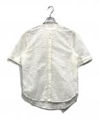 23区ニジュウサンク）の古着「エンブロイダリーレース バンドカラー5分袖シャツ」｜ホワイト