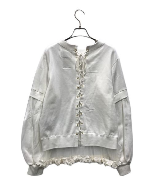 MUVEIL（ミュベール）MUVEIL (ミュベール) フラワーパーツプルオーバー ホワイト サイズ:38の古着・服飾アイテム