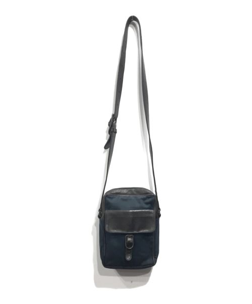 BOTTEGA VENETA（ボッテガベネタ）BOTTEGA VENETA (ボッテガベネタ) レザー切替ショルダーバッグ ネイビーの古着・服飾アイテム