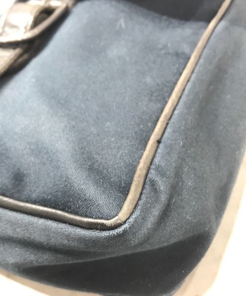 BOTTEGA VENETA（ボッテガベネタ）BOTTEGA VENETA (ボッテガベネタ) レザー切替ショルダーバッグ ネイビーの古着・服飾アイテム