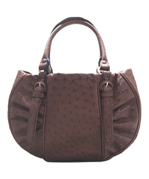 ZAO（ザオー）ZAO (ザオー) オーストリッチハンドバッグ ブラウン 未使用品の古着・服飾アイテム