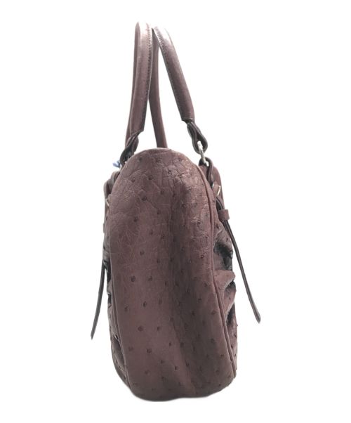 ZAO（ザオー）ZAO (ザオー) オーストリッチハンドバッグ ブラウン 未使用品の古着・服飾アイテム