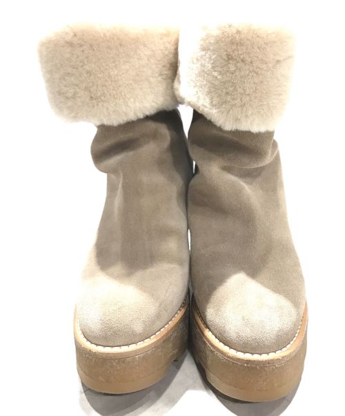 LOUIS VUITTON（ルイ ヴィトン）LOUIS VUITTON (ルイ ヴィトン) LVボブールラインムートンアンクルショートブーツ ベージュ サイズ:36の古着・服飾アイテム