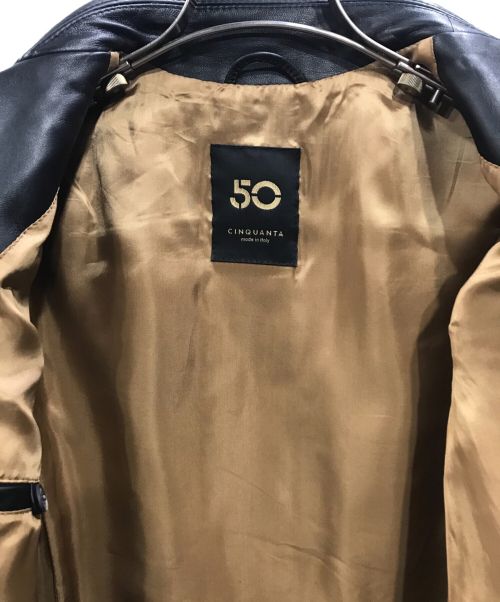 Cinquanta（チンクワンタ）Cinquanta (チンクワンタ) ラムレザーダブルライダースジャケット ブラック サイズ:Mの古着・服飾アイテム