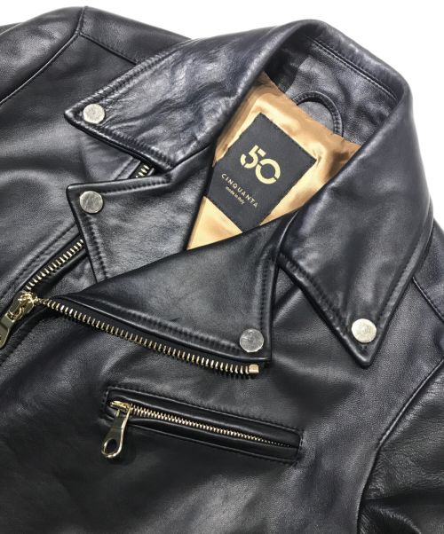 Cinquanta（チンクワンタ）Cinquanta (チンクワンタ) ラムレザーダブルライダースジャケット ブラック サイズ:Mの古着・服飾アイテム