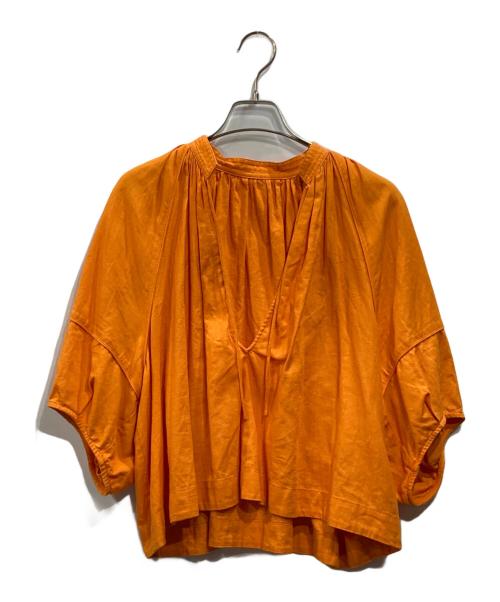 BEAUTY&YOUTH（ビューティーアンドユース）BEAUTY&YOUTH (ビューティーアンドユース) 麻コットンドビー Vネックチュニック オレンジ サイズ:表記なしの古着・服飾アイテム