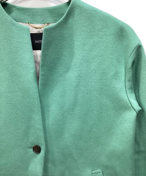 UNTITLED（アンタイトル）UNTITLED (アンタイトル) カシミヤ混ノーカラーロングコート グリーン サイズ:2の古着・服飾アイテム