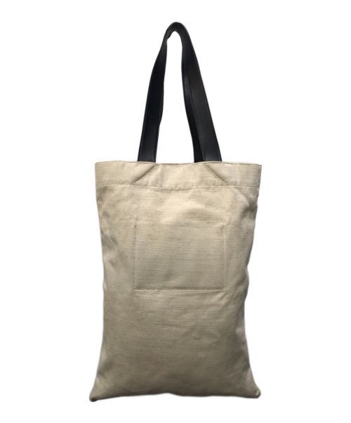 JIL SANDER（ジルサンダー）JIL SANDER (ジルサンダー) レザーハンドルキャンバストートバッグ ベージュの古着・服飾アイテム