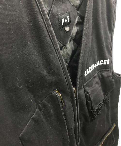 PLACES+FACES（プレイセス＋フェイセス）PLACES+FACES (プレイセス＋フェイセス) ハンティングベスト ブラック サイズ:XLの古着・服飾アイテム