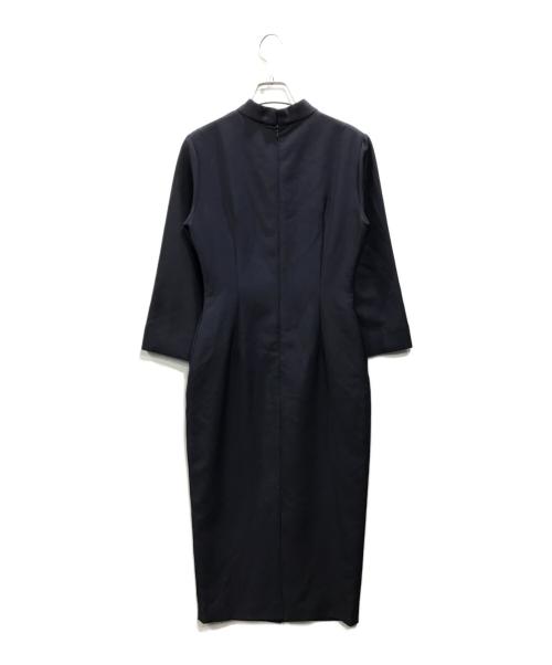JENNE（ジェンヌ）JENNE (ジェンヌ) ウイングカラー7分袖タイトワンピース ネイビー サイズ:Ｍの古着・服飾アイテム