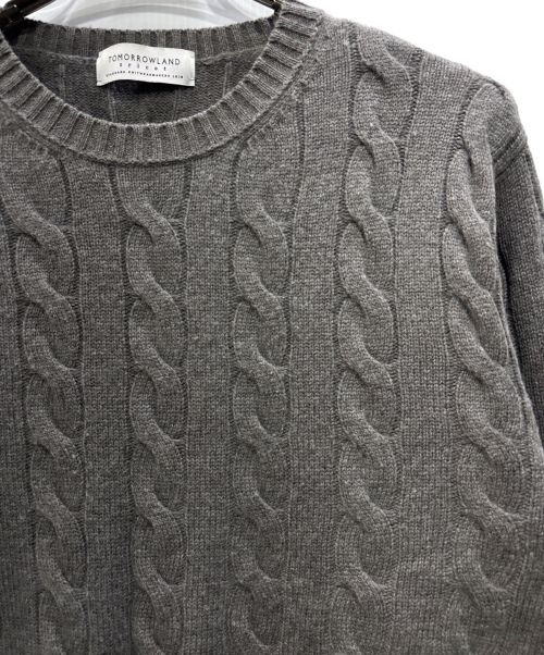 TOMORROW LAND tricot（トゥモローランド トリコ）TOMORROW LAND tricot (トゥモローランド トリコ) スーパーファインラムウール クルーネックケーブルニット グレー サイズ:Mの古着・服飾アイテム