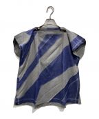 me ISSEY MIYAKEミーイッセイ ミヤケ）の古着「スクエアデザインブラウス」｜ブルー×グレー