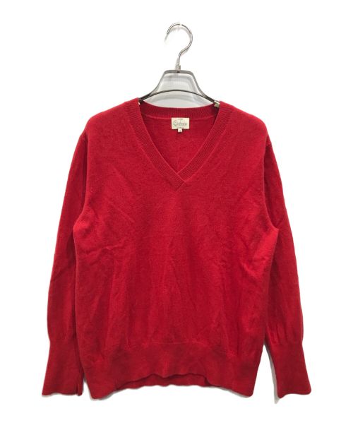 23区（ニジュウサンク）23区 (ニジュウサンク) ピュアカシミヤ Vネック ニット レッド サイズ:38の古着・服飾アイテム