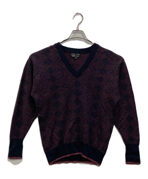 dunhill（ダンヒル）dunhill (ダンヒル) Vネックニット パープル サイズ:40の古着・服飾アイテム