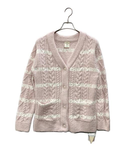 gelato pique（ジェラートピケ）gelato pique (ジェラートピケ) ボーダーアランカーディガン ピンク サイズ:ONE SIZEの古着・服飾アイテム