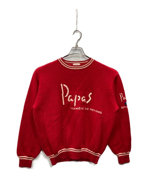 PAPAS（パパス）PAPAS (パパス) ロゴニット レッド サイズ:表記なしの古着・服飾アイテム