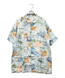 PAPAS（パパス）の古着「リネンアロハシャツ」｜ブルー