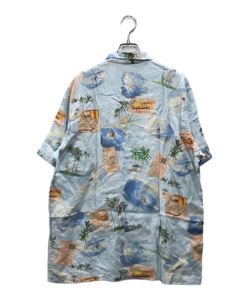 PAPAS（パパス）PAPAS (パパス) リネンアロハシャツ ブルー サイズ:Lの古着・服飾アイテム