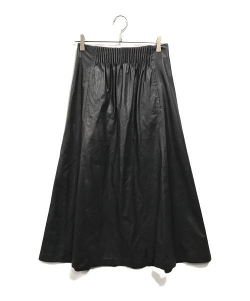 Room no.8（ルームエイト）Room no.8 (ルームエイト) F/LETHER TACKING FLAIR スカート ブラック サイズ:2の古着・服飾アイテム