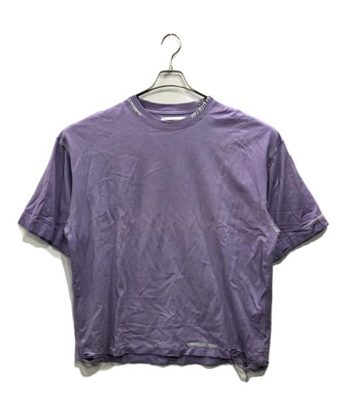 MAISON SPECIAL（メゾンスペシャル）MAISON SPECIAL (メゾンスペシャル) Embroidery Damage Over-Dye Crew Neck T-Shirts バイオレット サイズ:1の古着・服飾アイテム