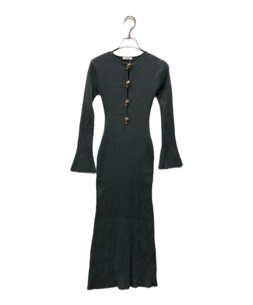 Snidel（スナイデル）Snidel (スナイデル) デザインフロントボタンニットワンピース グレー サイズ:Fの古着・服飾アイテム